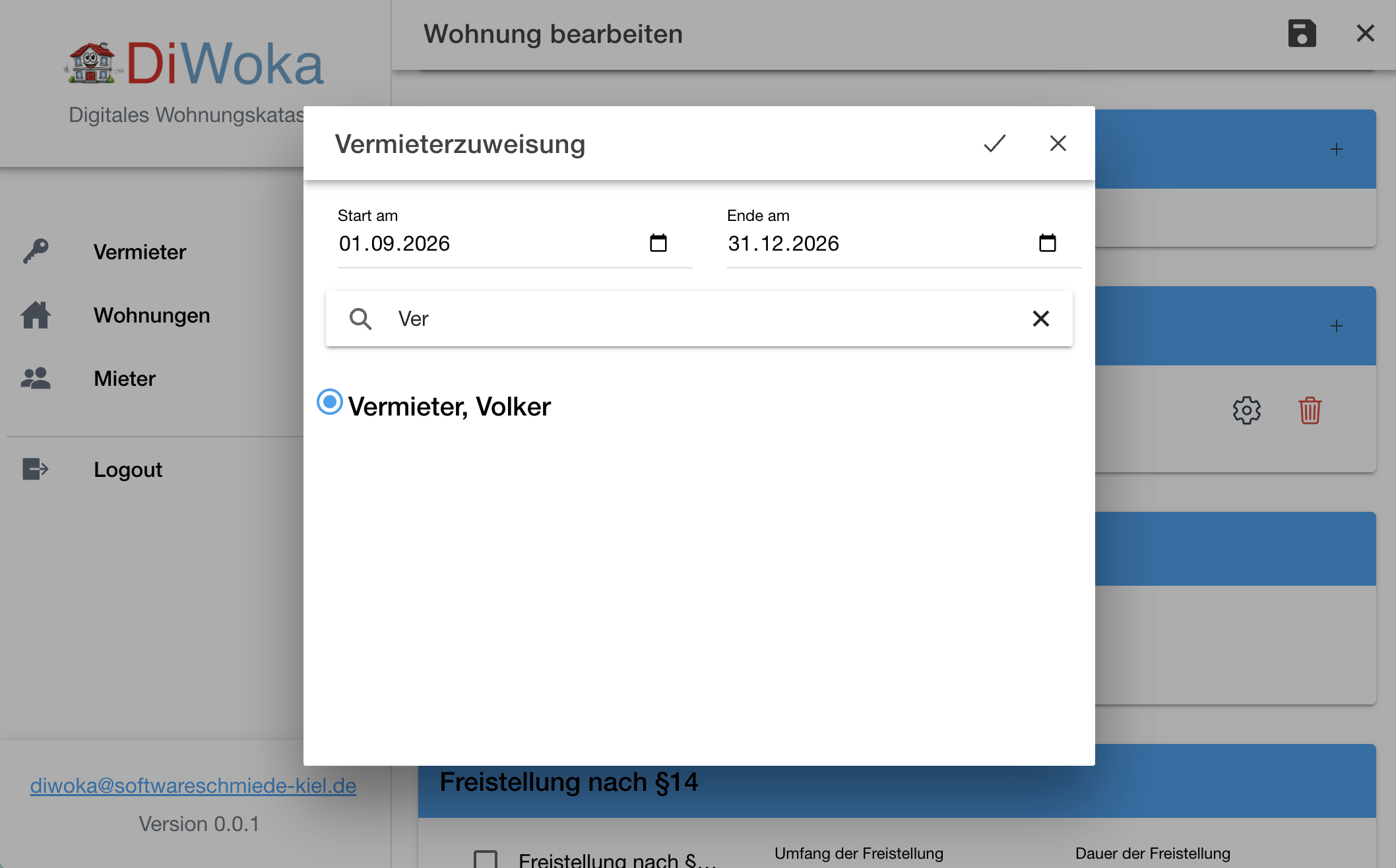 Wohnung Details Zuordnung Vermieter