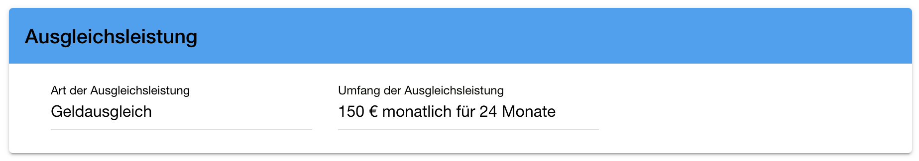 Wohnung Details Ausgleichsleistungen