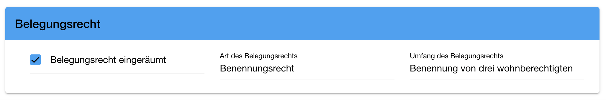 Wohnung Details Belegungsrecht