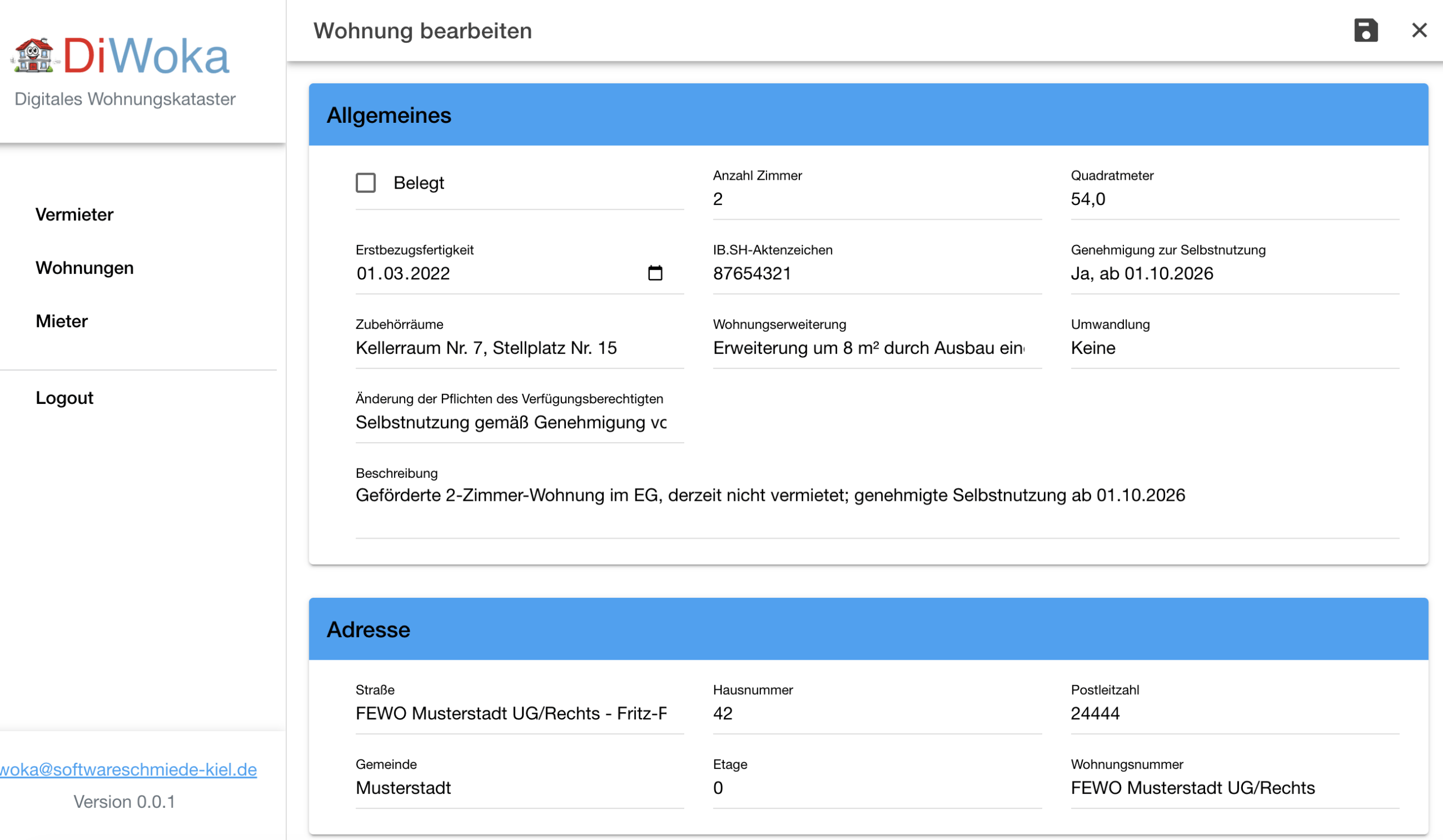 Wohnung bearbeiten (Wohnung Details)