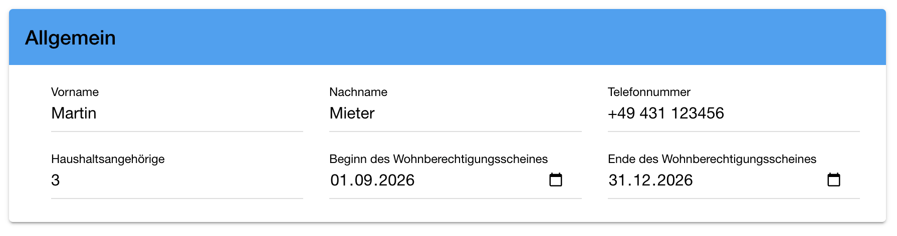 Mieter-Details Allgemein