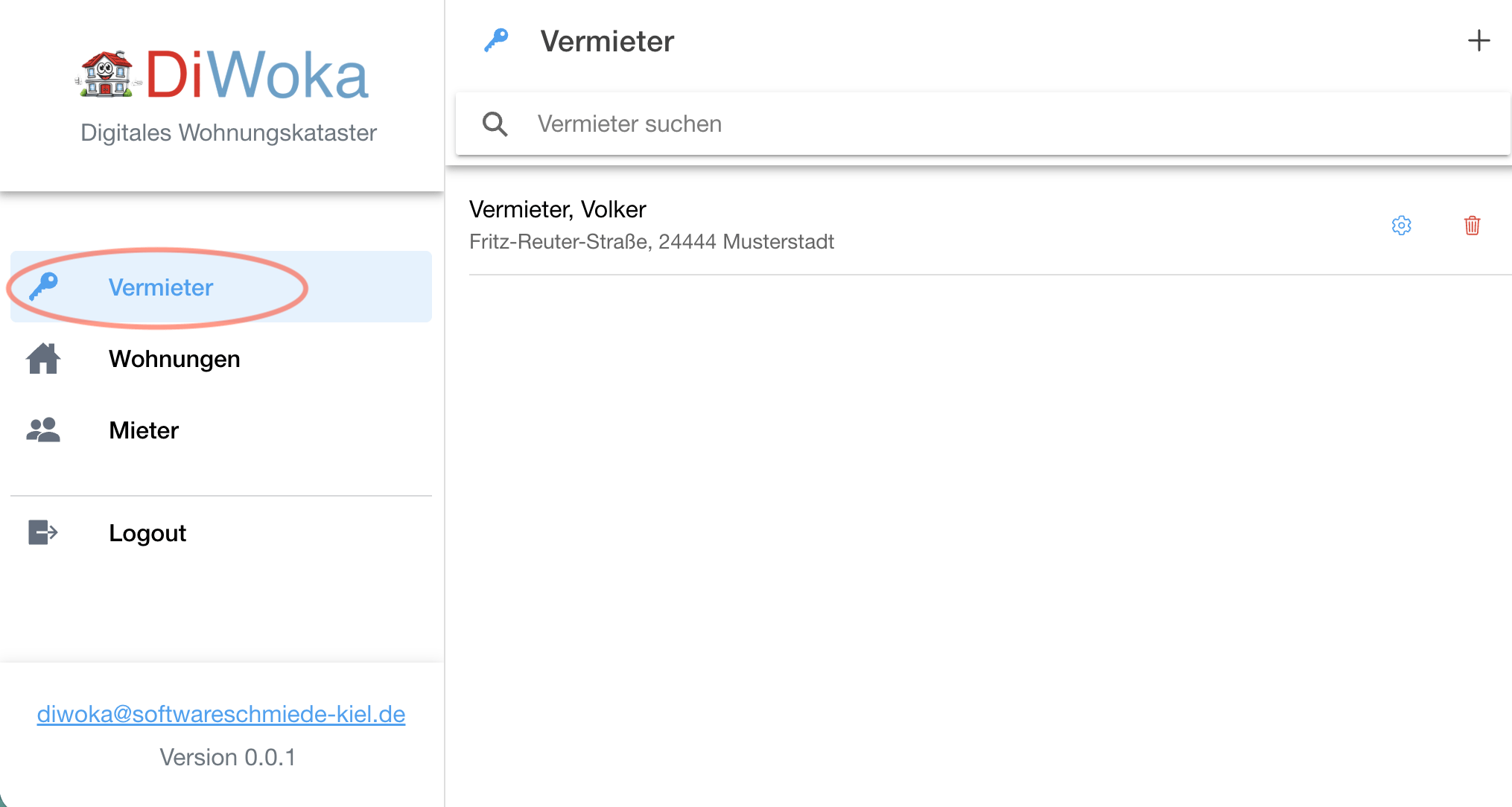 Vermieter verwalten (Vermieter-Übersicht)